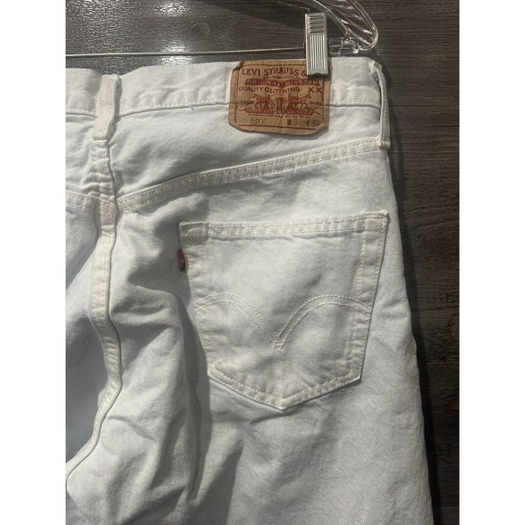 Levi 501 Jeans Original Fit Straight Button Fly White Light Blue Custom 36x34 - Picture 6 of 9